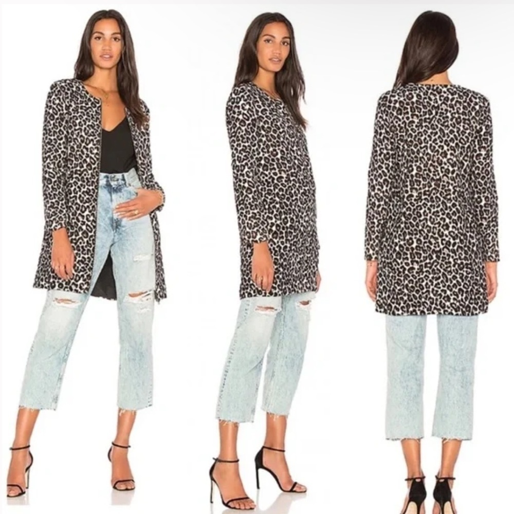 Cupcakes and Cashmere Adeltia Women’s‎ Leopard Jacquard Long Line Zip Front Coat